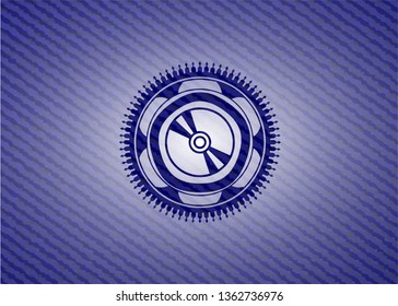 CD or DVD disc icon with jean texture