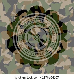 CD or DVD disc icon on camo pattern