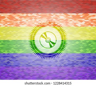 CD or DVD disc icon on mosaic background with the colors of the LGBT flag
