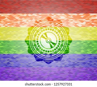 CD or DVD disc icon on mosaic background with the colors of the LGBT flag