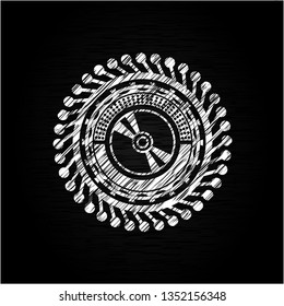 CD or DVD disc icon on chalkboard