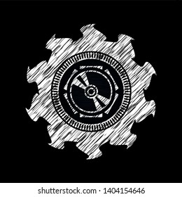 CD or DVD disc icon on chalkboard