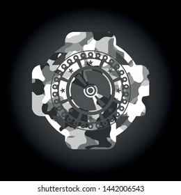 CD or DVD disc icon on grey camo texture