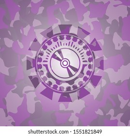 CD or DVD disc icon on pink camo texture