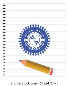 CD or DVD disc icon with pen strokes. Blue ink. Vector Illustration. Detailed.