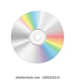 CD DVD disc. Shiny silver blue-ray audio and video storage. Vector illustration. stock realistic graphic image. Media technology 