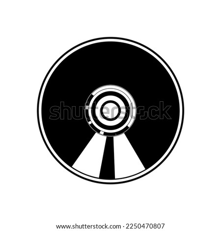 CD DVD Disc simple black flat icon, vector illustration in trendy design style. Digital optical disc data storage. Blue-ray, DVD, CD, for saving video, music, and software. Editable graphic resources.