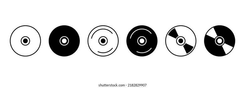 CD or DVD disc vector icon set. Compact disc symbol