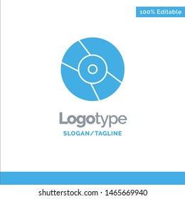 Cd, Dvd, Disk, Device Blue Solid Logo Template. Place for Tagline. Vector Icon Template background