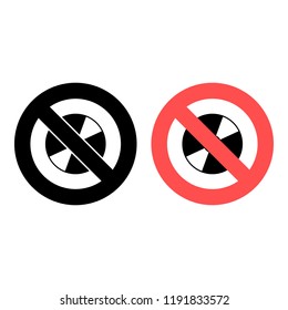 CD or DVD disk ban, prohibition icon. Simple glyph vector of web set for UI and UX, website or mobile application