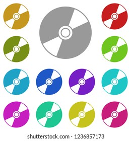 CD or DVD diskicon in multi color. Simple glyph vector of web set for UI and UX, website or mobile application