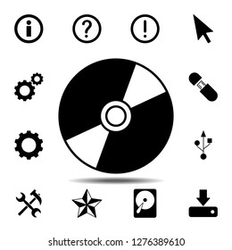 CD or DVD diskicon. Simple glyph vector element of web, minimalistic icons set for UI and UX, website or mobile application