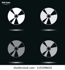 CD or DVD flat grayscale vector icon.