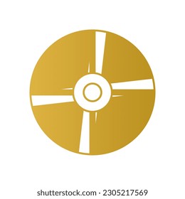 CD or DVD gold fill icon. Digital optical disc vector illustration in trendy style. Blue-ray, DVD, or CD disc for saving video, music, and computer software. Editable graphic resources for you.