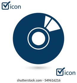 CD or DVD icon. Compact disk simbol. Flat design style.