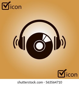 CD or DVD icon. Compact disk simbol. Flat design style.