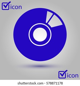 CD or DVD icon. Compact disk simbol. Flat design style.