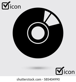CD or DVD icon. Compact disk simbol. Flat design style.