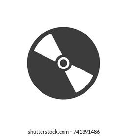 CD or DVD icon. Flat black vector illustration on white background.