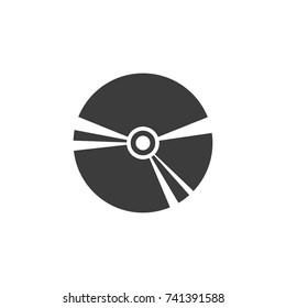 CD or DVD icon. Flat black vector illustration on white background.