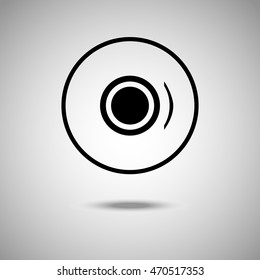 CD or DVD icon. Flat style. Grey background. Vector illustration.