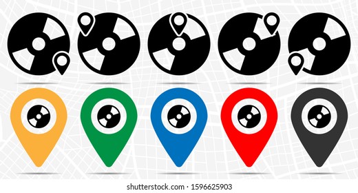 Cd or dvd icon in location set. Simple glyph, flat illustration element of cinema theme icons