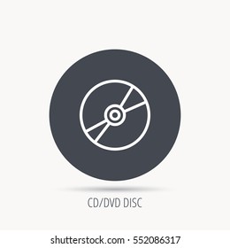 CD or DVD icon. Multimedia sign. Round web button with flat icon. Vector