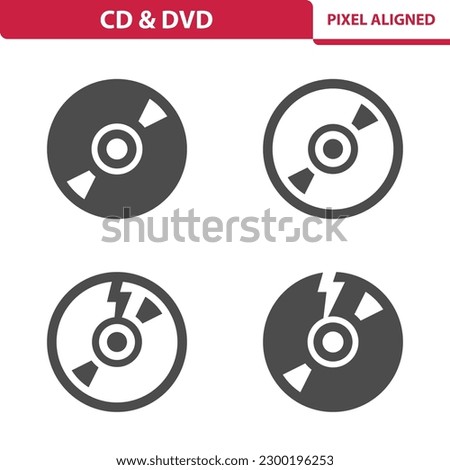 CD, DVD Icons. Blu-ray. Professional, pixel perfect vector icon set.