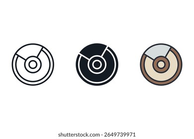 ícones de cd e dvd isolados no fundo branco. Design de estilo plano, coleção de símbolos