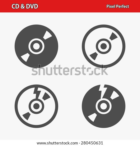 CD & DVD Icons. Professional, pixel perfect icons optimized for both large and small resolutions. EPS 8 format.
