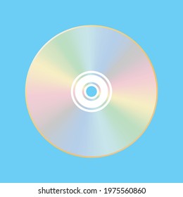 CD, DVD Laser Disk. Retro Technologies. Isolated Background. Vector Illustration.