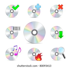 cd dvd mesh disc icon set isolated on the white background