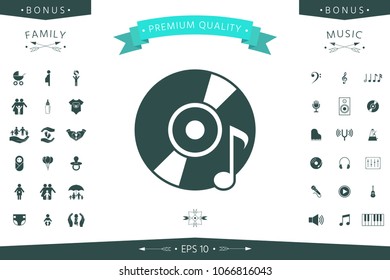 CD, DVD with music symbol