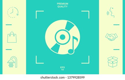 CD, DVD with music symbol. Graphic elements for your design