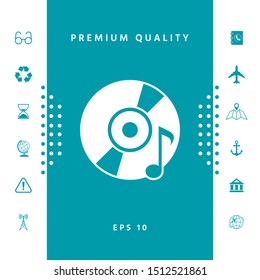 CD, DVD with music symbol. Graphic elements for your design