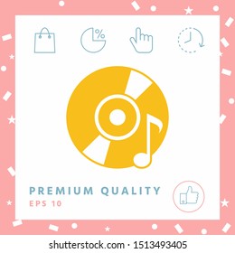 CD, DVD with music symbol. Graphic elements for your design