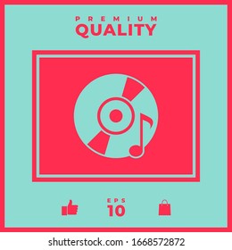 CD, DVD with music symbol. Graphic elements for your design
