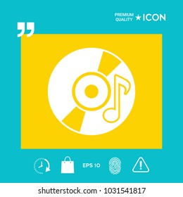 CD, DVD with music symbol icon