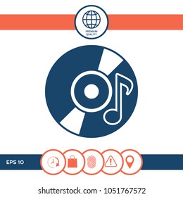 CD, DVD with music symbol icon
