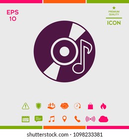 CD, DVD with music symbol icon