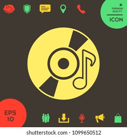 CD, DVD with music symbol icon