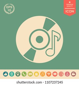 CD, DVD with music symbol icon