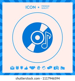 CD, DVD with music symbol icon