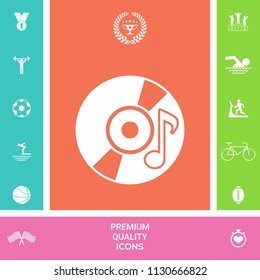 CD, DVD with music symbol icon