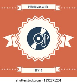 CD, DVD with music symbol icon