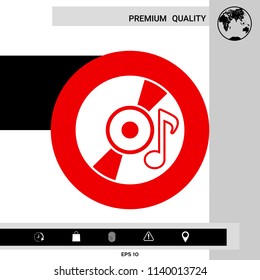 CD, DVD with music symbol icon