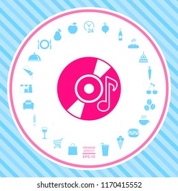 CD, DVD with music symbol icon