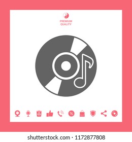 CD, DVD with music symbol icon