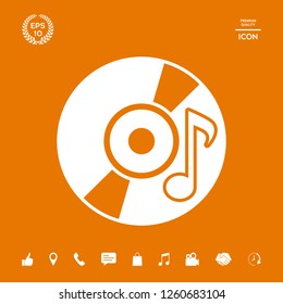 CD, DVD with music symbol icon. Graphic elements for your design