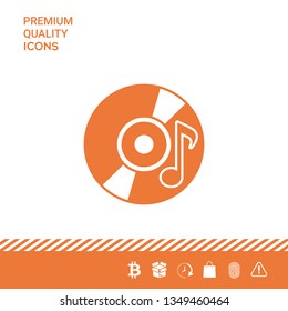 CD, DVD with music symbol icon. Graphic elements for your design
